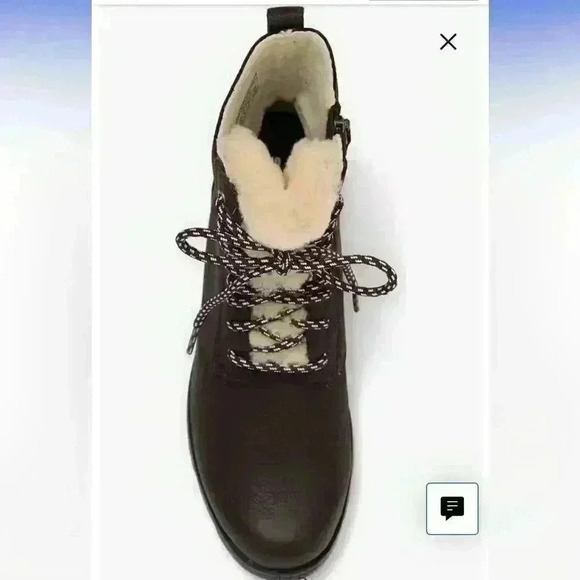 NIB SOREL Emelie Genuine Shearling Short Lace-Up Boot (Women) SZ 8.5 black - Picture 4 of 5